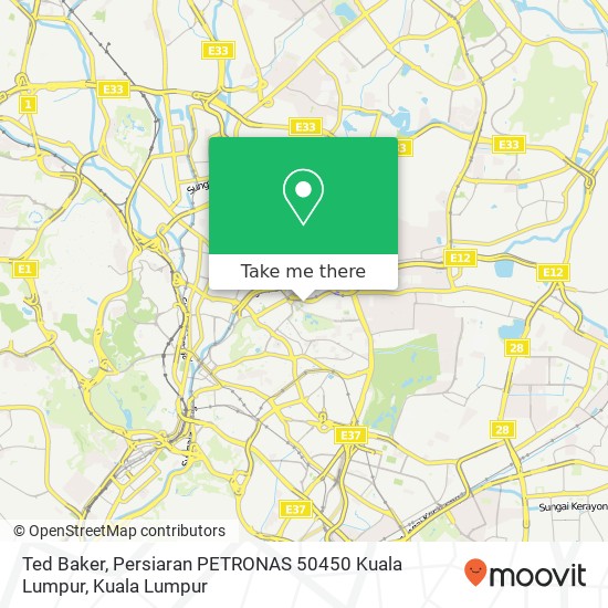 Peta Ted Baker, Persiaran PETRONAS 50450 Kuala Lumpur
