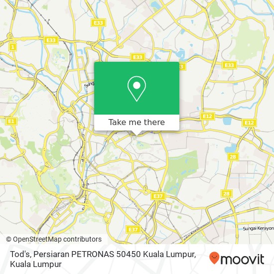 Peta Tod's, Persiaran PETRONAS 50450 Kuala Lumpur