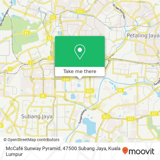 Peta McCafé Sunway Pyramid, 47500 Subang Jaya