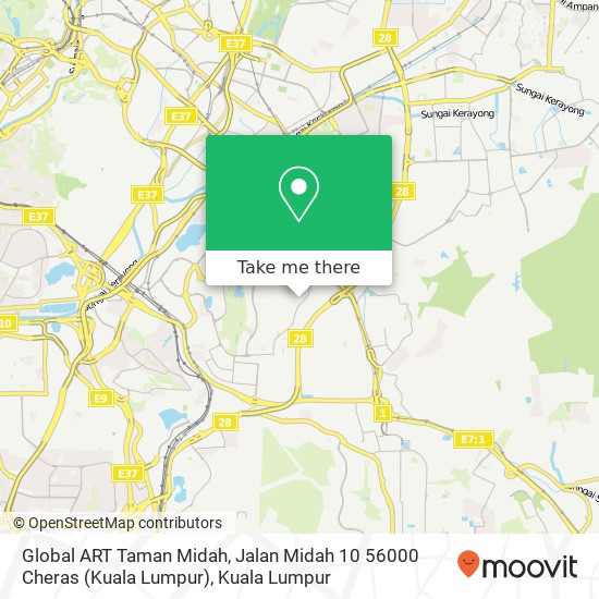 Peta Global ART Taman Midah, Jalan Midah 10 56000 Cheras (Kuala Lumpur)