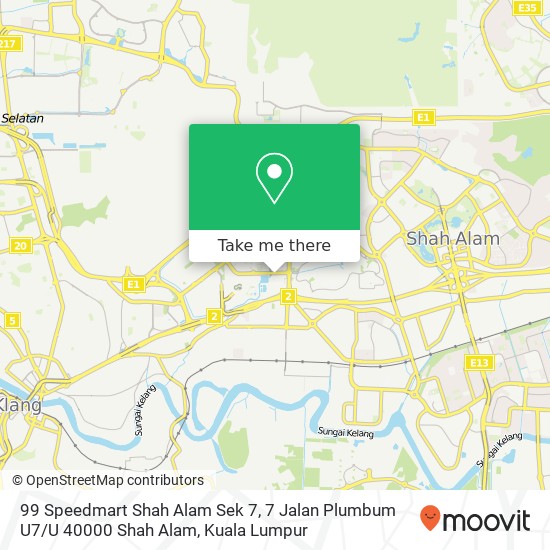 Peta 99 Speedmart Shah Alam Sek 7, 7 Jalan Plumbum U7 / U 40000 Shah Alam