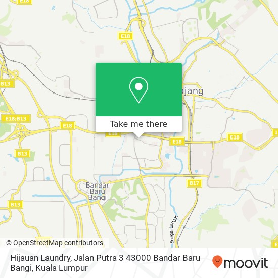 Peta Hijauan Laundry, Jalan Putra 3 43000 Bandar Baru Bangi
