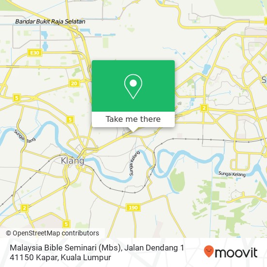 Peta Malaysia Bible Seminari (Mbs), Jalan Dendang 1 41150 Kapar