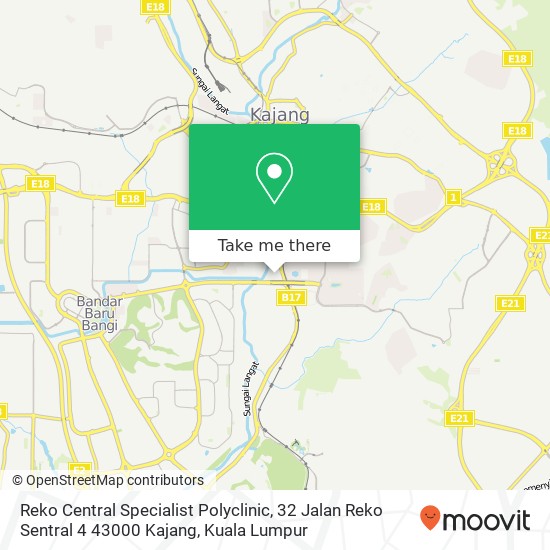 Peta Reko Central Specialist Polyclinic, 32 Jalan Reko Sentral 4 43000 Kajang