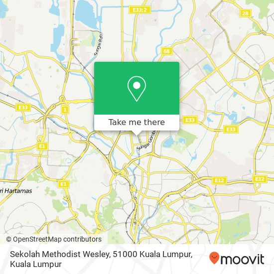 Peta Sekolah Methodist Wesley, 51000 Kuala Lumpur