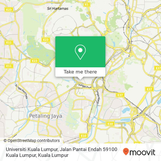 Peta Universiti Kuala Lumpur, Jalan Pantai Endah 59100 Kuala Lumpur