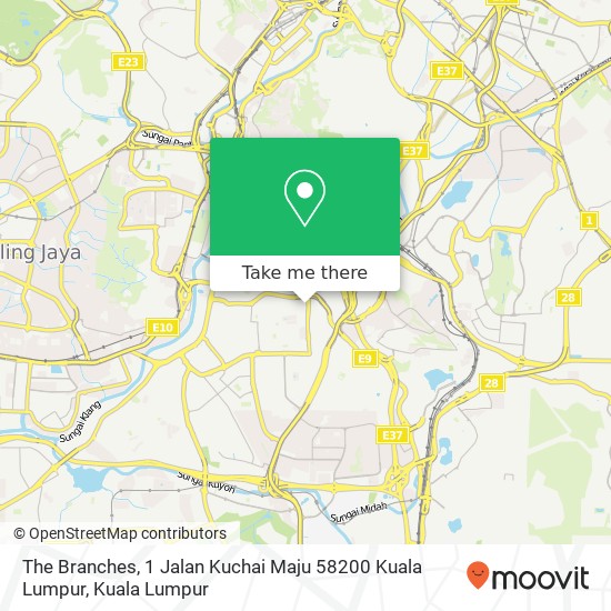 Peta The Branches, 1 Jalan Kuchai Maju 58200 Kuala Lumpur
