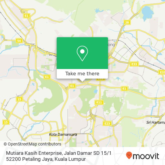 Peta Mutiara Kasih Enterprise, Jalan Damar SD 15 / 1 52200 Petaling Jaya