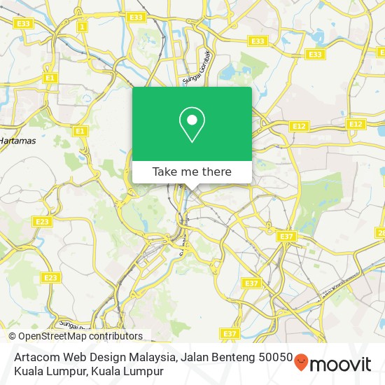 Peta Artacom Web Design Malaysia, Jalan Benteng 50050 Kuala Lumpur
