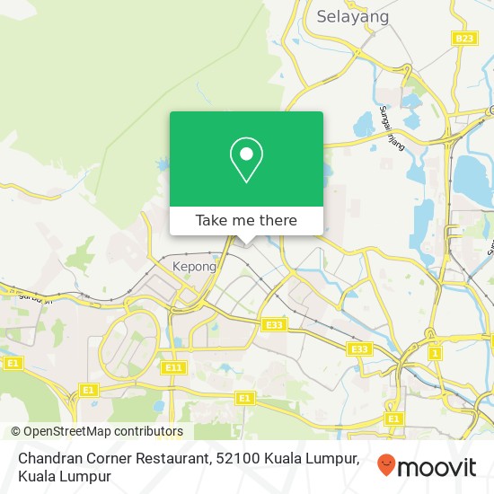 Chandran Corner Restaurant, 52100 Kuala Lumpur map