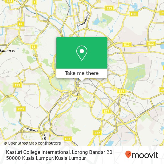 Peta Kasturi College International, Lorong Bandar 20 50000 Kuala Lumpur