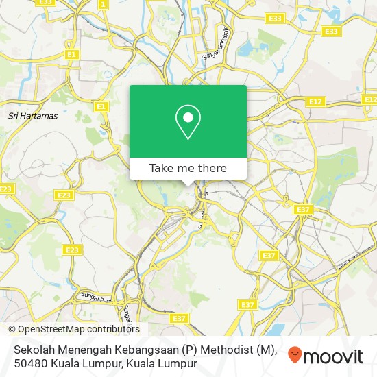 Peta Sekolah Menengah Kebangsaan (P) Methodist (M), 50480 Kuala Lumpur