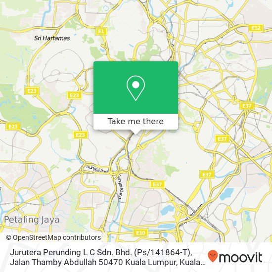 Peta Jurutera Perunding L C Sdn. Bhd. (Ps / 141864-T), Jalan Thamby Abdullah 50470 Kuala Lumpur