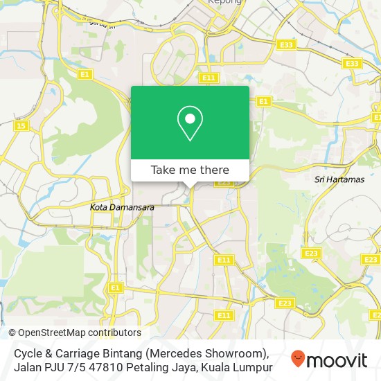 Peta Cycle & Carriage Bintang (Mercedes Showroom), Jalan PJU 7 / 5 47810 Petaling Jaya