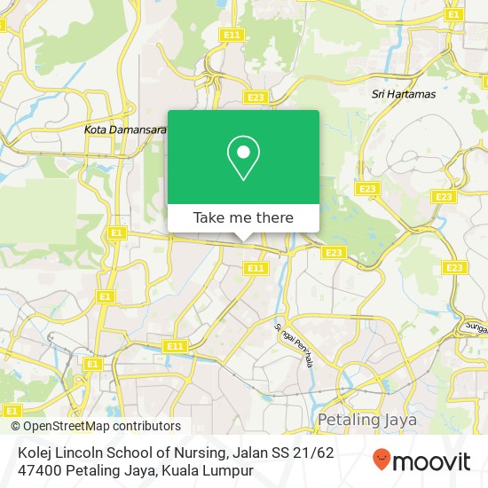 Kolej Lincoln School of Nursing, Jalan SS 21 / 62 47400 Petaling Jaya map