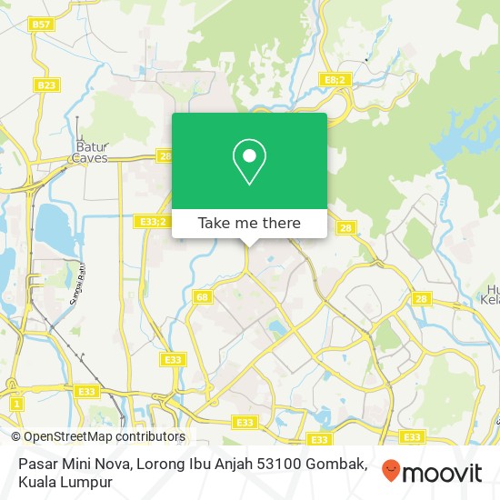 Peta Pasar Mini Nova, Lorong Ibu Anjah 53100 Gombak