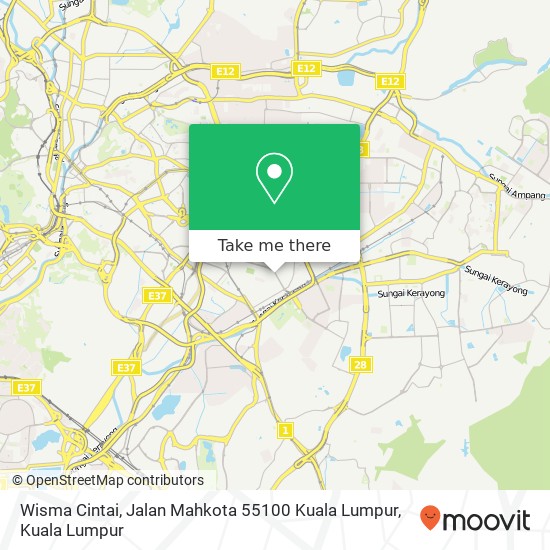 Peta Wisma Cintai, Jalan Mahkota 55100 Kuala Lumpur