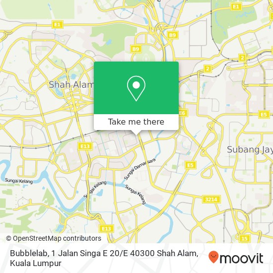 Peta Bubblelab, 1 Jalan Singa E 20 / E 40300 Shah Alam