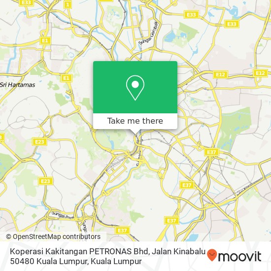 Peta Koperasi Kakitangan PETRONAS Bhd, Jalan Kinabalu 50480 Kuala Lumpur