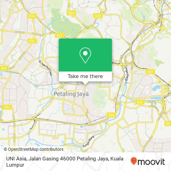 Peta UNI Asia, Jalan Gasing 46000 Petaling Jaya