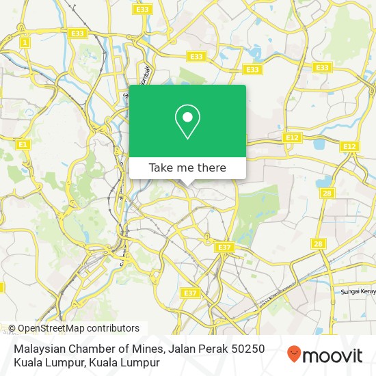 Peta Malaysian Chamber of Mines, Jalan Perak 50250 Kuala Lumpur