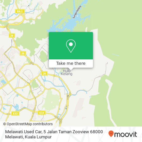 Peta Melawati Used Car, 5 Jalan Taman Zooview 68000 Melawati