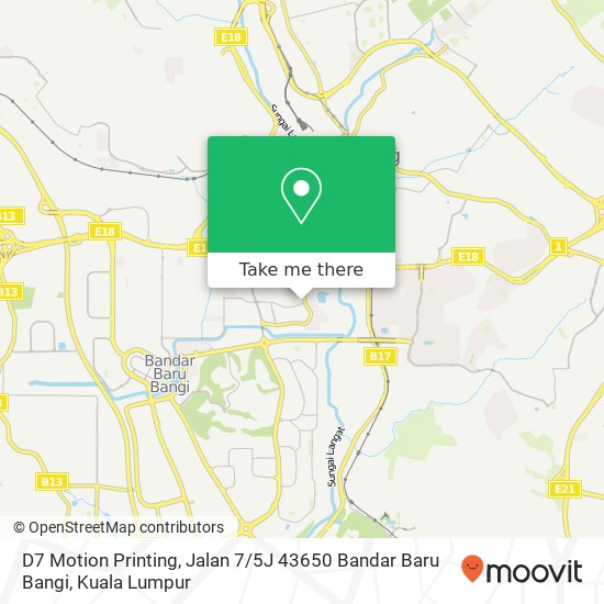 Peta D7 Motion Printing, Jalan 7 / 5J 43650 Bandar Baru Bangi