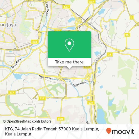 Peta KFC, 74 Jalan Radin Tengah 57000 Kuala Lumpur