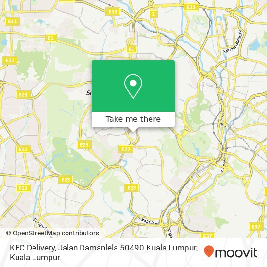 Peta KFC Delivery, Jalan Damanlela 50490 Kuala Lumpur