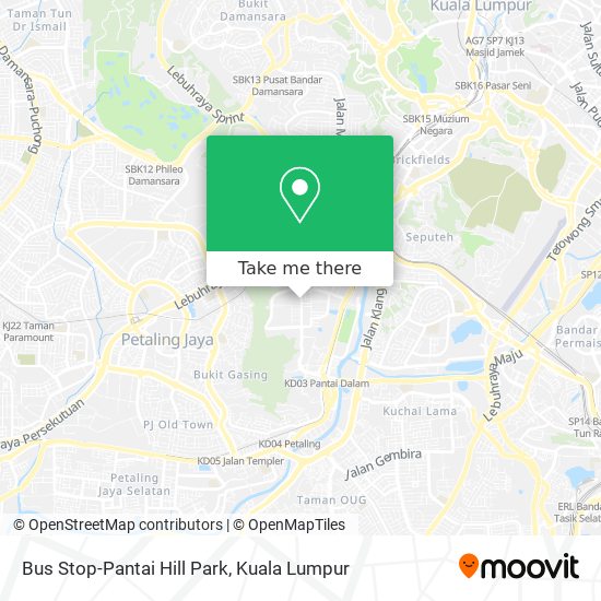 Bus Stop-Pantai Hill Park map