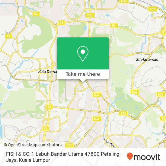 Peta FISH & CO, 1 Lebuh Bandar Utama 47800 Petaling Jaya