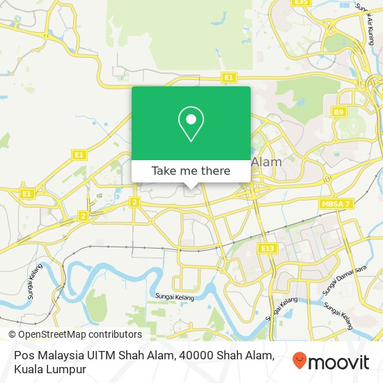 Peta Pos Malaysia UITM Shah Alam, 40000 Shah Alam