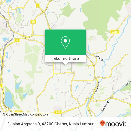 Peta 12 Jalan Angsana 9, 43200 Cheras
