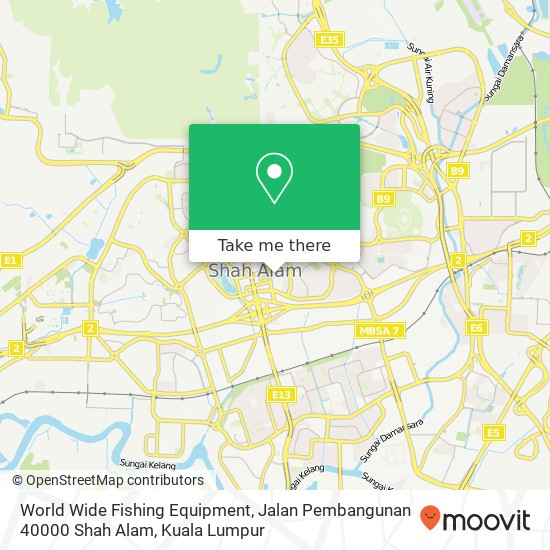 Peta World Wide Fishing Equipment, Jalan Pembangunan 40000 Shah Alam