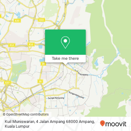 Peta Kuil Muniswaran, 4 Jalan Ampang 68000 Ampang