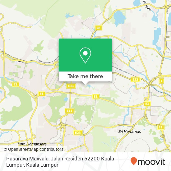 Peta Pasaraya Maxvalu, Jalan Residen 52200 Kuala Lumpur