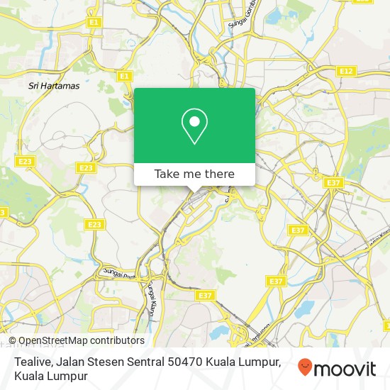 Peta Tealive, Jalan Stesen Sentral 50470 Kuala Lumpur