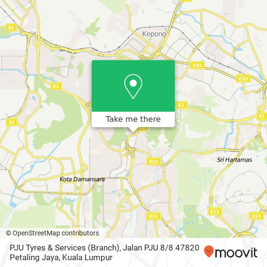 PJU Tyres & Services (Branch), Jalan PJU 8 / 8 47820 Petaling Jaya map