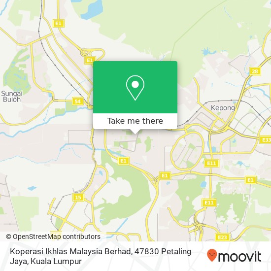 Peta Koperasi Ikhlas Malaysia Berhad, 47830 Petaling Jaya