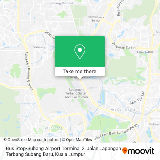 Peta Bus Stop-Subang Airport Terminal 2, Jalan Lapangan Terbang Subang Baru