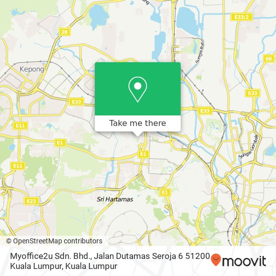 Peta Myoffice2u Sdn. Bhd., Jalan Dutamas Seroja 6 51200 Kuala Lumpur