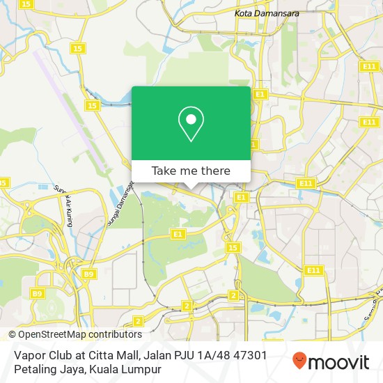 Peta Vapor Club at Citta Mall, Jalan PJU 1A / 48 47301 Petaling Jaya