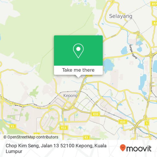 Peta Chop Kim Seng, Jalan 13 52100 Kepong