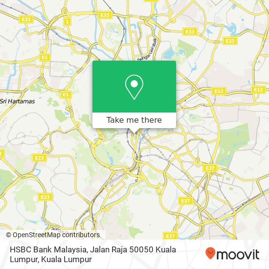 Peta HSBC Bank Malaysia, Jalan Raja 50050 Kuala Lumpur