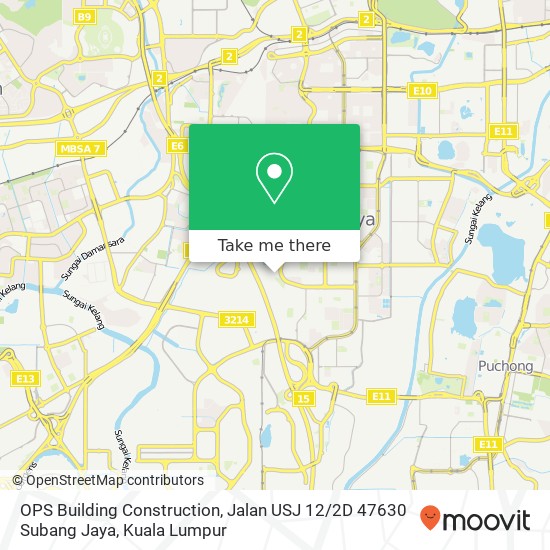 Peta OPS Building Construction, Jalan USJ 12 / 2D 47630 Subang Jaya