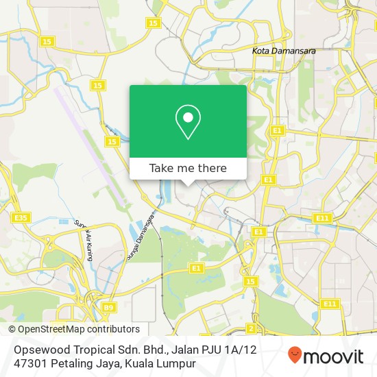 Peta Opsewood Tropical Sdn. Bhd., Jalan PJU 1A / 12 47301 Petaling Jaya