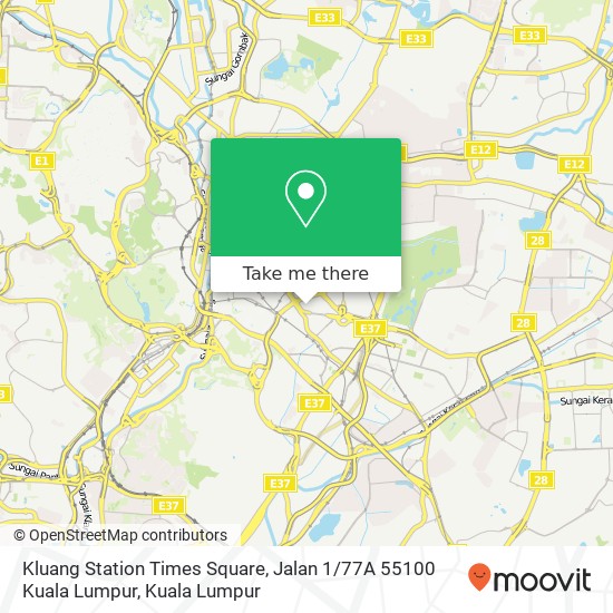 Peta Kluang Station Times Square, Jalan 1 / 77A 55100 Kuala Lumpur