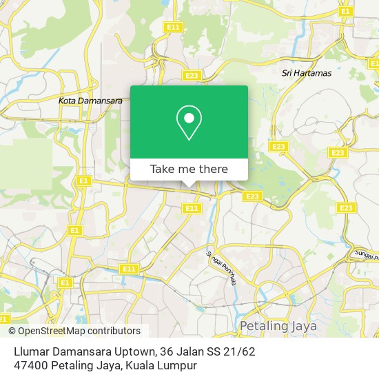 Peta Llumar Damansara Uptown, 36 Jalan SS 21 / 62 47400 Petaling Jaya