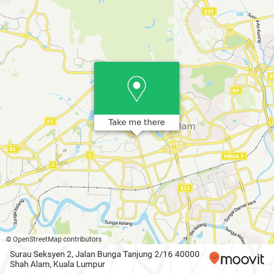 Peta Surau Seksyen 2, Jalan Bunga Tanjung 2 / 16 40000 Shah Alam