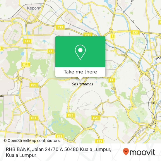 RHB BANK, Jalan 24 / 70 A 50480 Kuala Lumpur map